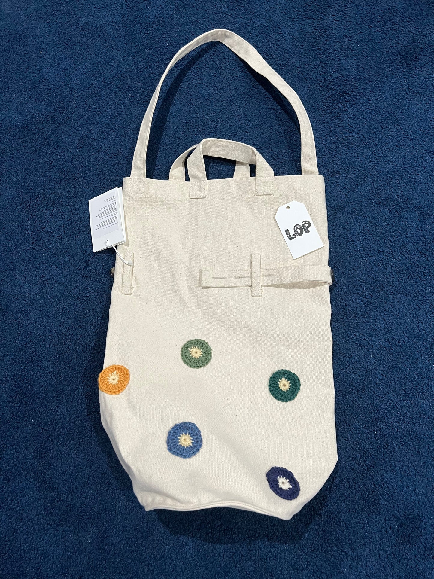 Bode Canvas Cinched Tote with Yo Yo's